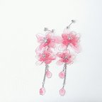 作品~泡桜の耳飾り(イヤリング/ピアス)~銀に泡の華-頬紅色-~