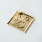 作品真鍮の四角皿/S　アクセサリートレイ　菓子皿  minimal plate <square-S> / brass