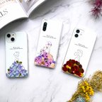 作品スマホケース 全機種対応 ハードケース iPhone ケース Google Pixel AQUOS Galaxy Xperia OPPO おしゃれ かわいい 押し花 花柄 フラワー プリンセス 韓国