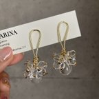 作品【silverポスト】gold×clear "yuika" pierce