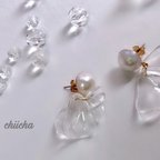 作品chiicha パール×クリア花びらピアス