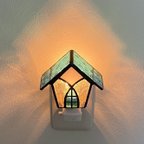 作品北欧のお家*フローラガラスの屋根*Aquaブルー+フットランプ＊お休みランプ*+ステンドグラス