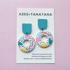 作品【再販】80's 幾何学柄ピアスorイヤリング <ドーナツ> /Polymer clay patterned dangle earrings 