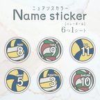 作品ニュアンスカラー　Name sticker バレーボール　6つ1シート／耐水・耐光・強力粘着