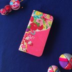 作品ふんわりピンクの薬玉　全機種対応 スマホケース 手帳型 着物 和 iPhone Android　アンドロイド