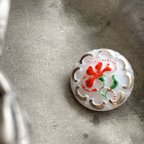 作品【1コずつ販売】#czechglass#czechbutton#チェコボタン　23㍉　white/red bronze 金具タイプ