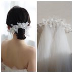 作品[HA-178]ウェディング ホワイトフラワー ヘアアクセサリー ブライダル ウェディングアクセサリー 花