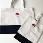 作品お名前刺繍入り　レッスンバッグ　(絵本バッグ)上靴袋　セット　