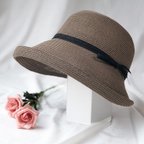 作品【麦わら帽子】ストローハット シンプル 日よけ帽子 夏  日差し対策 つば広 帽子 ＵＶカット