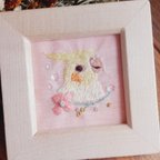 作品【数量限定・受注生産】『インコ刺繍✿ちいさな想い出ミニフォトフレーム』（２ｗａｙ）Bird embroidery frame.