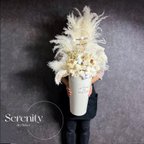 作品【開店祝・新築祝♪】〜Serenity〜 【white】  フラワーアレンジメント　　特大1mサイズ　長く楽しめる 水やり不要 オシャレなドライフラワー寄せ植え風植木鉢