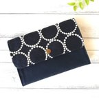 作品SALE☆ミナペルホネンtamburin刺繍リネンのツインマルチケース/navy× white 