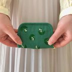 作品すずらんの手刺繍ミニ財布(緑)