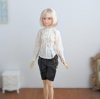 作品再942【momokoDOLLシャツ】白のピンタックブラウス※1/6ドール服