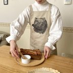 作品クマのエプロン (カフェオレベージュ)　子グマ・親グマの柄が選べます♩ 父の日にも