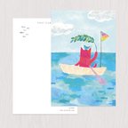 作品ポストカード2枚セット　赤い猫と青い鳥「ハルとソラ」No.2022-08