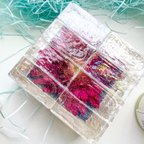 作品ガラスタイルトレイ　花水鏡の小箱　rose