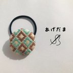 作品チョコミント こぎん刺し ヘアゴム