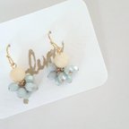 作品イエロージェイド&ペールグリーン ピアス/イヤリング