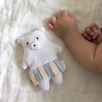 作品【オーガニックコットン】白クマさんのバレリーナ　　ベビー　おもちゃ　ガラガラ　ラトル