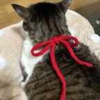 作品猫ちゃんの手編みリボン
