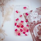 作品押し花 スマホケース 薔薇 バラ ローズ 蕾み 花びら ラメ パール iPhone ケース