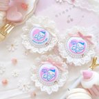 作品【♡ふんわりジョーゼット×レースのマタニティロゼット♡ 《アイボリー》】両面マタニティマーク マタニティマーク キーホルダー マタニティ