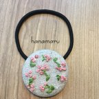 作品花 ①   刺繍ヘアゴム 