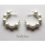 作品【halena.】 パールフープピアス スモーキー  /   樹脂 入学式 セレモニー 結婚式 パール