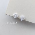 作品Daiyaなビーズ刺繍ピアス(イヤリング)ホワイト