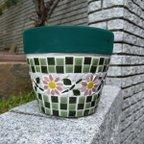 作品５号鉢ピンクの花モチーフの植木鉢🌿