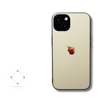 作品【曲げても落としても割れないガラス】iPhoneケースカバー（ベージュ×ブラック）赤リンゴ　アイフォンケース 　耐衝撃　15/14/14pro/13/13pro/12/12mini/11pro/SE3