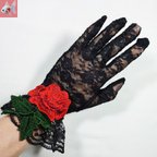 作品◆薔薇のレース手袋①　ブラック