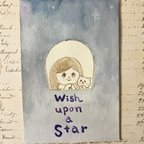 作品水彩イラスト原画「星に願いを」