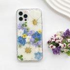 作品新作★白のコスモスと紫陽花 押し花ケースiPhone15Pro/SE/Xperia10V/GALAXYS24/AQUOS iPhoneケース スマホケース 