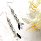 作品black silver drops earrings 