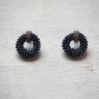 作品クロッシェリングガンメタルピアス　Crochet Ring Gunmetal Earrings