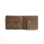 作品本革 simple wallet お札入れ オリーブ 二つ折り財布 