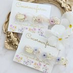 作品カラーが選べる ♡ かすみ草 の お花 レジン ヘアクリップ ♡ 