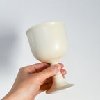 作品【再販】陶器のワイングラス　クリームマット　