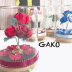 作品洋風つまみ細工 「ギフト」薔薇のガラスポット【大】お祝い／誕生日プレゼント／母の日／敬老の日