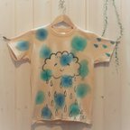 作品150㎝サイズ☆彡雨雲さんと雨粒ちゃんの手描きtシャツ☆彡