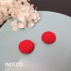 作品〈red〉赤色ビーズのピアスorイヤリング