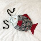 作品お魚巾着「孔雀なさかな」 ◆リバティ シーザー 薔薇