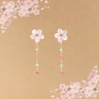 作品【さくら、咲く】 ピンクシェルの桜の4Wayピアス/p1574