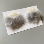 作品手刺繍ピアス　ー羽化ー　gray