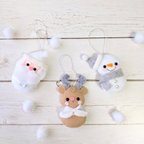 作品受注生産　クリスマスオーナメント　雪だるま　サンタだるま　トナカイだるま　ホワイトセット