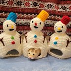 作品⛄ゆきだるまのハムスターハウス(赤帽子)⛄ドワーフハムスター用