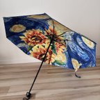 作品日傘 雨傘 折りたたみ傘 ３つ折り傘 骨8本 リボン付き 晴雨兼用 完全遮光 UVカット UPF50 マルチカラー5
