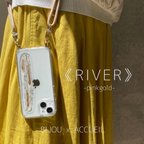 作品【iPhone14対応!!】ニュアンスデザインケース《RIVER》-pinkgold-iPhone14/iPhone14pro/13/iPhone12等全機種対応 /ショルダーストラップ全5色